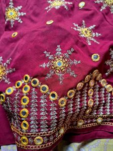 Maroon Embroidered Kurta Set