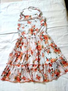Floral Tiered Halter Neck Dress