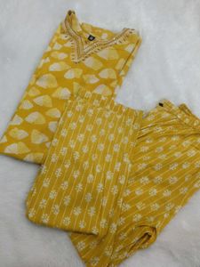Yellow Printed Kurta Set
