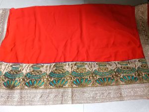 Stunning Teal &amp; Orange Embroidered Lehenga Choli