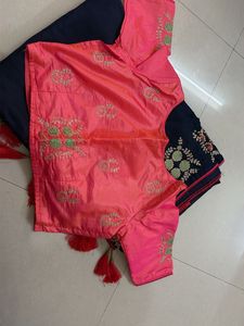 Elegant Navy Blue Embroidered Saree