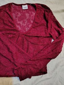savana Burgundy Lace V-Neck Top