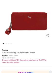 Puma Red Wallet Clutch