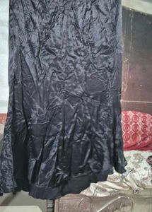 Elegant Black Satin Maxi Skirt