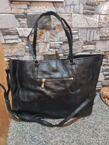 Chic Black Leather Tote Bag