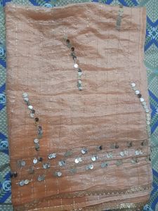 Light Orange Dupatta With Sequence Work