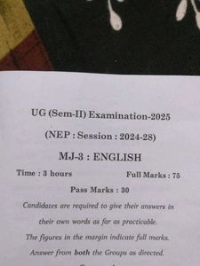 UG Sem-II English Exam Paper