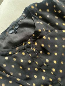Elegant Black top with Gold Polka Dots