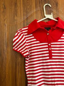 Red &amp; White Striped Polo Shirt