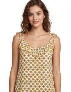 Chic Yellow & White Patterned Top
