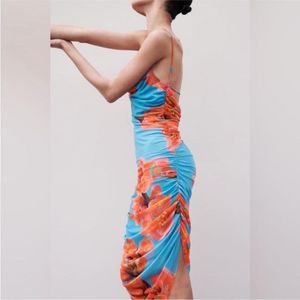 Zara Limited Edition Floral Back Open MIDI Dress