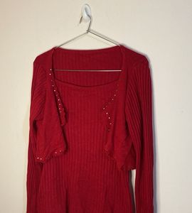 Red Knit Top with Bolero
