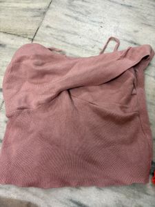Dusty Rose Ribbed Twist Tank Top