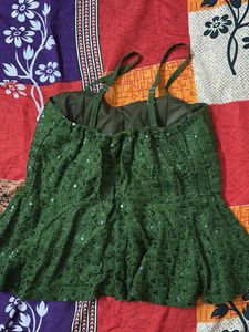 Stunning Green Sequined Peplum Blouse