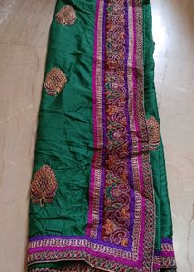 Beautiful Green Embroidered Saree