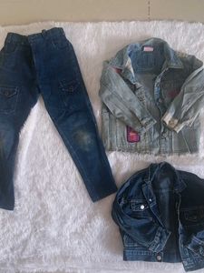 combo of 2 denim jacket and 1 pant