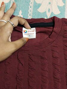 Textured Burgundy T-Shirt