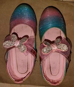Kids 5.5 - 6 years Sparkly Rainbow Bow Flats