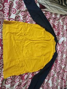 Yellow &amp; Navy Raglan Long Sleeve Top