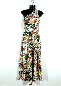Off White Printed One Shoulder Dress (Women's)