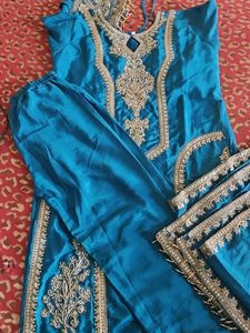 Beautiful Teal Embroidered Kurta Set