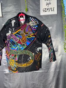 Vibrant Snake Print Button-Up Shirt