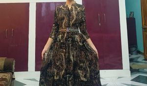 Stylish Abstract Printed Floor-Length Gown