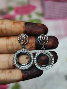 Elegant Rose & Diamond Stud Earrings