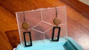 Wooden Geometric Dangle Earrings