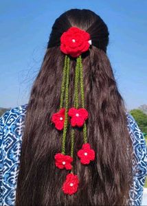 Crochet Rose Hair Clips
