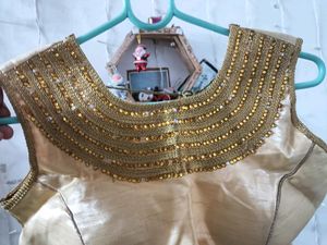 Golden Blouse With Beautiful Embroidery Work...