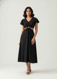 Chic Black Cut-Out Midi Dress