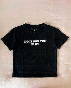 Black "Do It For The Plot" Crop Top