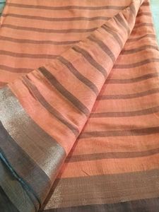 Orange Striped Saree with small mistake