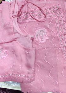 Pink Embroidered Saree