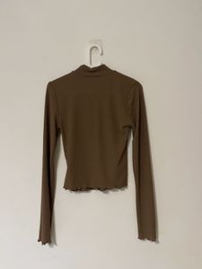 Brown Turtleneck Top