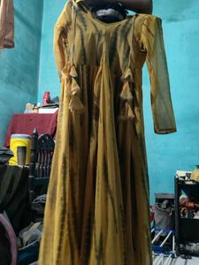 Yellow Tie-Dye Ethnic Gown