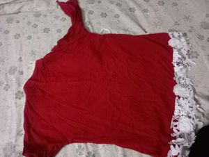 Elegant Red &amp; White Kurta Set