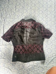 Chic Black Lace Trimmed Top