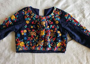 Embroidered Navy Blue Blouse