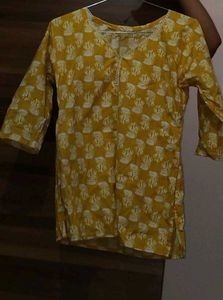 Yellow Floral Print Kurta
