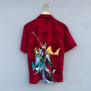 Unique Samurai Print Button-Up Shirt