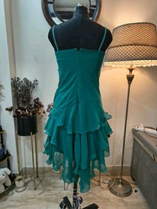 Stunning Teal Ruched Ruffle Dress