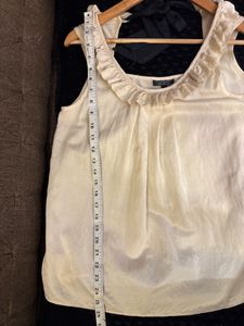 Chic Cream Ruffled Top with Bow Detail