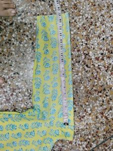 Yellow Kurta with Blue Floral Print
