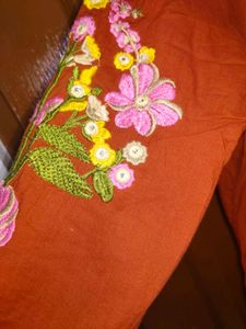 Vibrant Orange Embroidered Coord Set