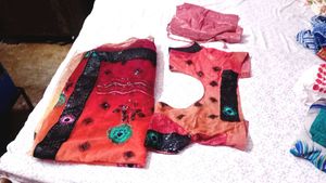 Floral Kurta Set with new saree blouse petticoat