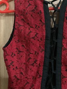 Chic Red Lace &amp; Black Skater Dress
