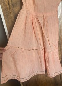 Women Peach Threadwork &amp; Gota Work Kurta Sharara