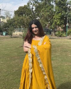 Vibrant Yellow fully flair  Ethnic Anarkali